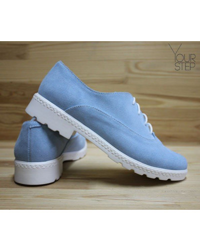 Туфли из замши бледно-голубого цвета Арт. 05-6/129