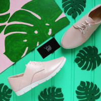 Туфли из кожи цвета пудры с блестками Арт. 01-10Pr