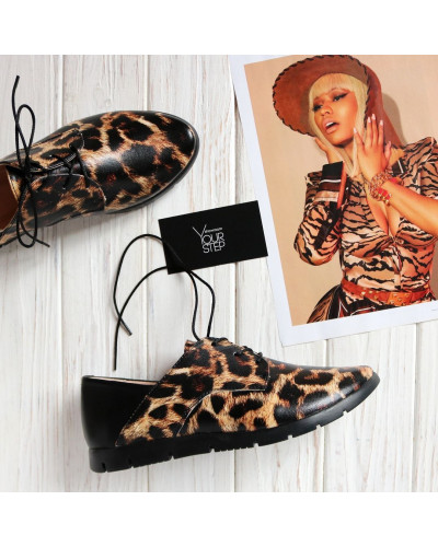 Туфли из кожи с принтом под леопард Арт. 01-10Pr