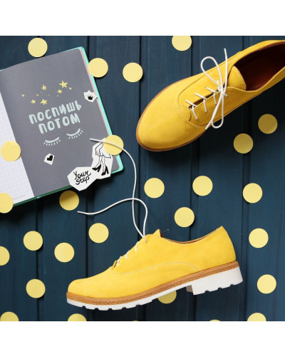 Туфли из замши цвета лимон Арт. 05-6/129