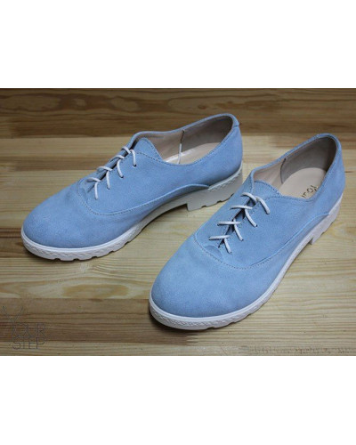 Туфли из замши бледно-голубого цвета Арт. 05-6/129