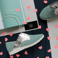 Туфли из замши бледно-бирюзового цвета с серебряными вставками Арт. 01-10Pr