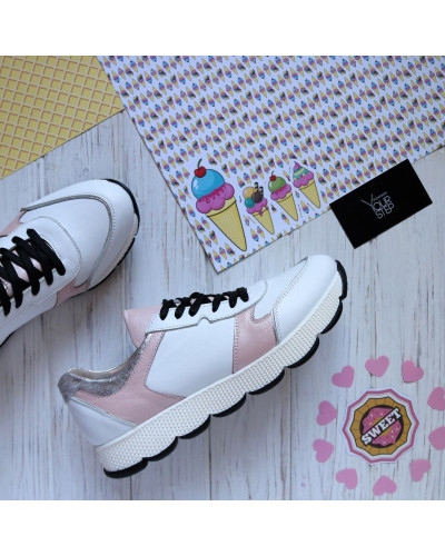 Кросівки з білої шкіри Арт. Т-3