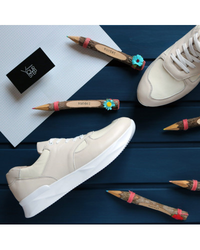 Кросівки з бежевої шкіри Арт. 15-2 