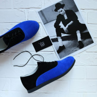 Кеды из черной замши с ярко-синим носом Арт. 05-1(Am4)