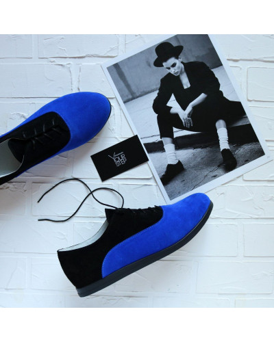 Кеды из черной замши с ярко-синим носом Арт. 05-1(Am4)