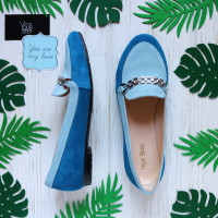 Мокасины из замши голубого цвета Арт. 05-4