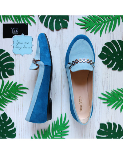 Мокасины из замши голубого цвета Арт. 05-4