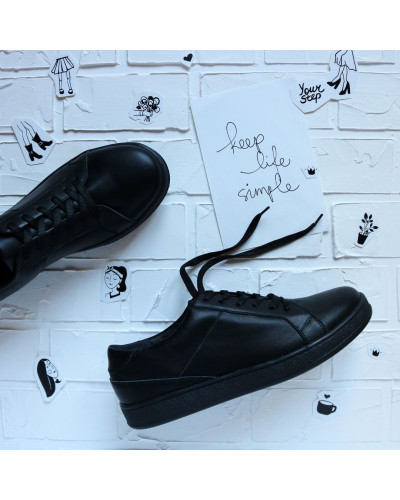 Кеди із натуральної чорної шкіри Арт. Т-4(Em)