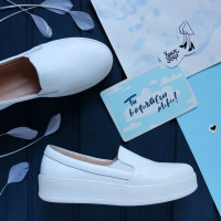 Сліпони із білої шкіри Арт. 15-1/143