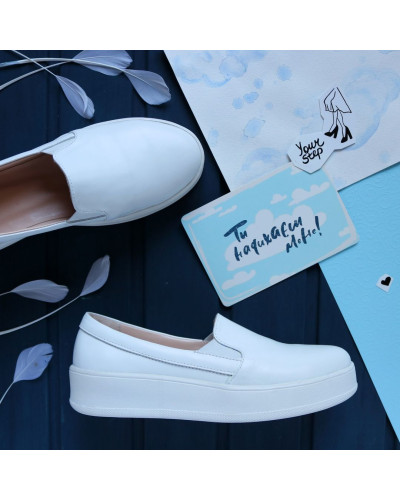 Сліпони із білої шкіри Арт. 15-1/143