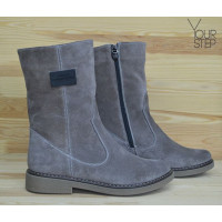 Полусапоги из натуральной замши цвета капучино Арт. 12-3Z(Sn4)