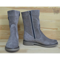 Полусапоги из натуральной замши цвета капучино Арт. 12-3Z(Sn4)