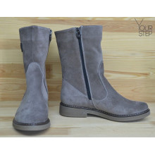 Полусапоги из натуральной замши цвета капучино Арт. 12-3Z(Sn4)