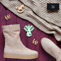 Полусапоги из бежевого велюра Арт. 12-2Ls