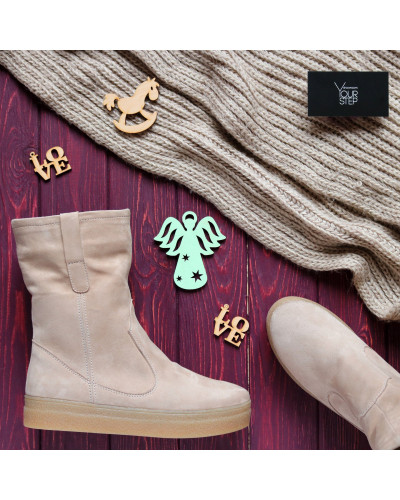 Полусапоги из бежевого велюра Арт. 12-2Ls