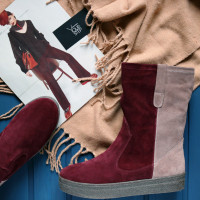 Полусапоги из натуральной замши двух цветов Арт. 12-2Ls