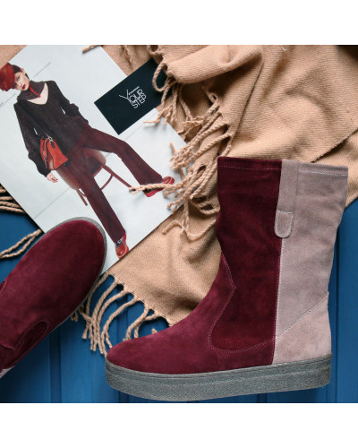 Полусапоги из натуральной замши двух цветов Арт. 12-2Ls