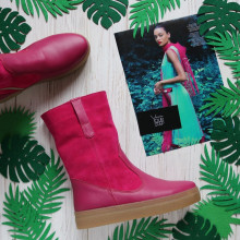 Полусапоги из кожи и замши цвета фуксии Арт. 12-2ZLs