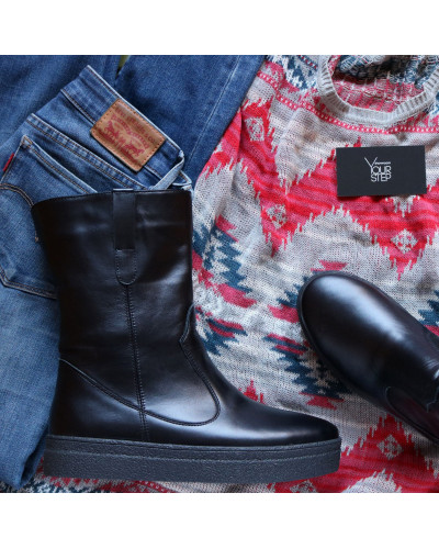 Полусапоги из черной кожи Арт. 12-2Ls