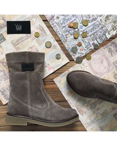 Полусапоги из натуральной замши цвета капучино Арт. 12-3Z(Sn4)