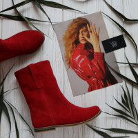 Полусапоги из красной замши Арт. 12-2/12