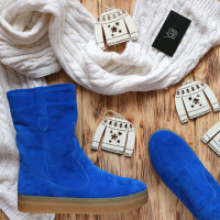 Полусапоги из ярко-синей замши Арт. 12-2Ls