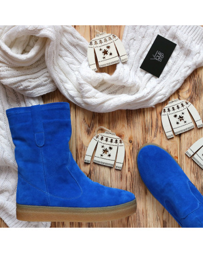 Полусапоги из ярко-синей замши Арт. 12-2Ls