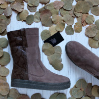 Полусапоги бежевого цвета с принтовым задником Арт. 12-2Ls