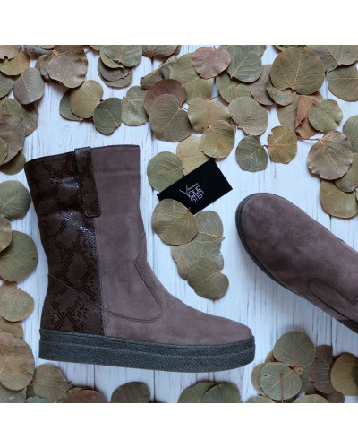 Полусапоги бежевого цвета с принтовым задником Арт. 12-2Ls