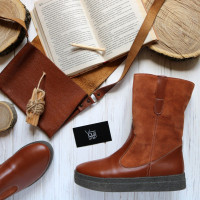 Полусапоги из кожи и замши рыжего цвета Арт. 12-2ZLs