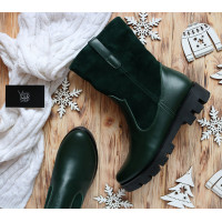 Полусапоги темно-зеленого цвета на тракторной подошве Арт. 12-2(S2)