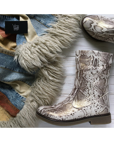 Полусапоги из натуральной кожи под питона Арт. 12-2Z(Sn4)