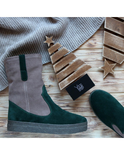 Полусапоги из замши в комбинации двух цветов Арт. 12-2Ls