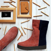 Полусапоги из натуральной замши в комбинации двух цветов Арт. 12-2Ls