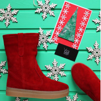 Полусапоги из красной замши Арт. 12-2Ls