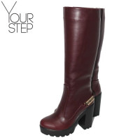 Чоботи із бордової шкіри Арт. 18-3