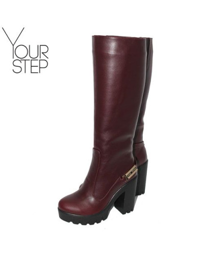 Чоботи із бордової шкіри Арт. 18-3