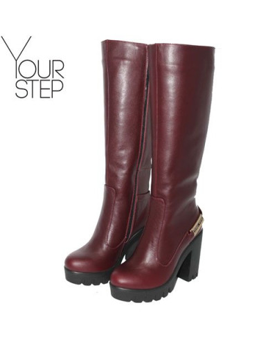 Чоботи із бордової шкіри Арт. 18-3