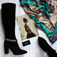 Чорні чоботи на підборах Арт. 35-11/44Ок-3647