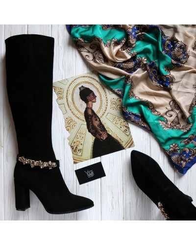 Чорні чоботи на підборах Арт. 35-11/44Ок-3647