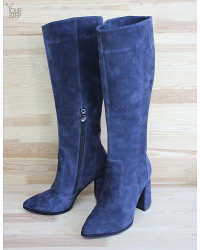 Сапоги на каблуке в сером цвете - Арт. 35-12/44