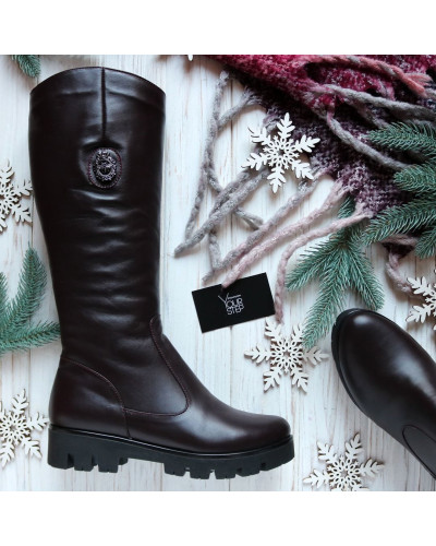 Чоботи із бордової шкіри Арт. 12-7S-3668