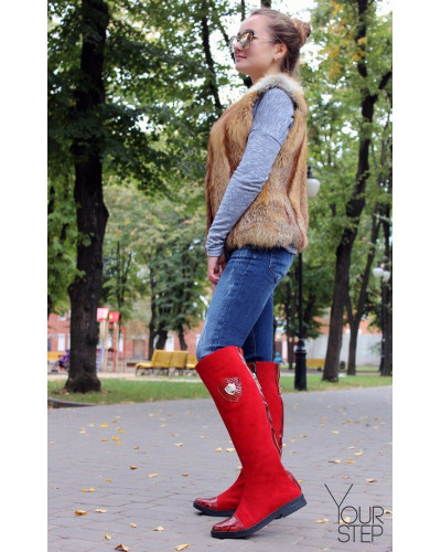 Червоні чоботи з велюру Арт. 12-10/3