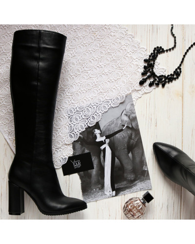 Шкіряні чоботи на підборах Арт. 35-11/44Ок