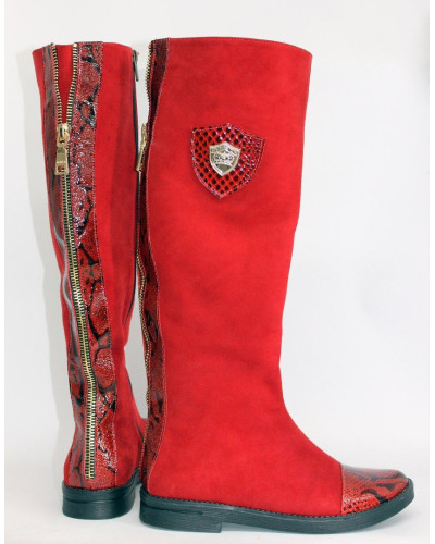 Червоні чоботи з велюру Арт. 12-10/3