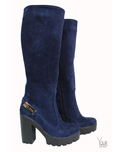 Чоботи із синьої замші Арт. 18-3