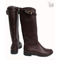 Чоботи із бордової шкіри з ремінцем Арт. 12-17(М6)