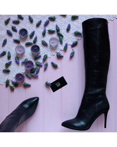 Кожаные сапоги на шпильке – Арт. 35-11/35