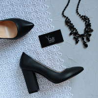 Чорні шкіряні туфлі-човники Арт. 35-1/42